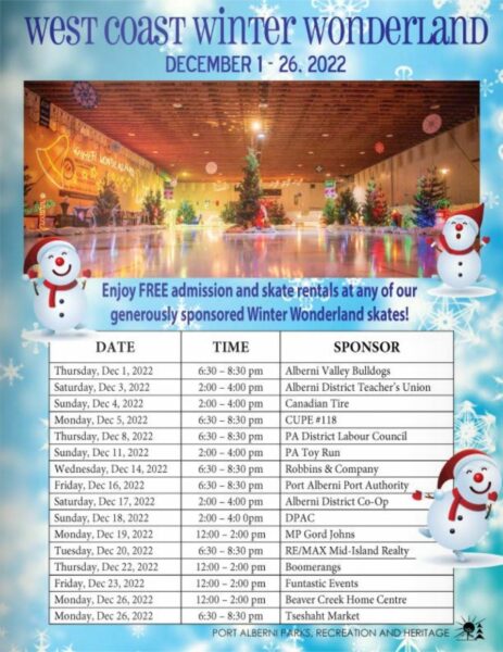 2022 Winter Wonderland Schedule