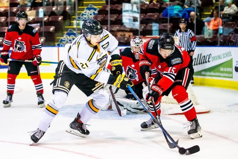 Alberni Valley Bulldogs, players in action on the ice