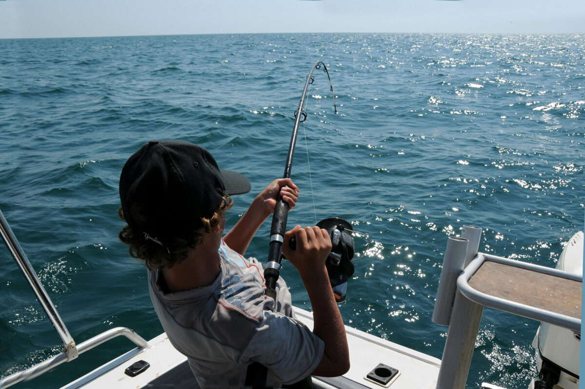 Angler fishing from a charter boat off Vancouver Island