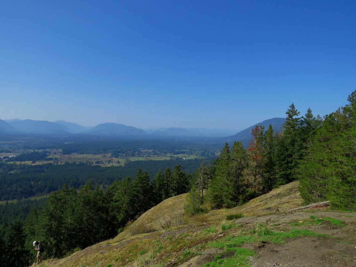 View overlooking the Alberni Valley with forested hills and mountains