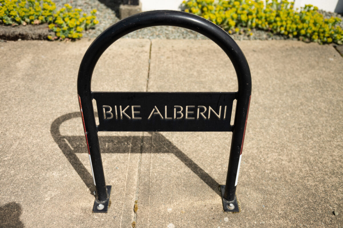 A bike rack in the City of Port Alberni.
