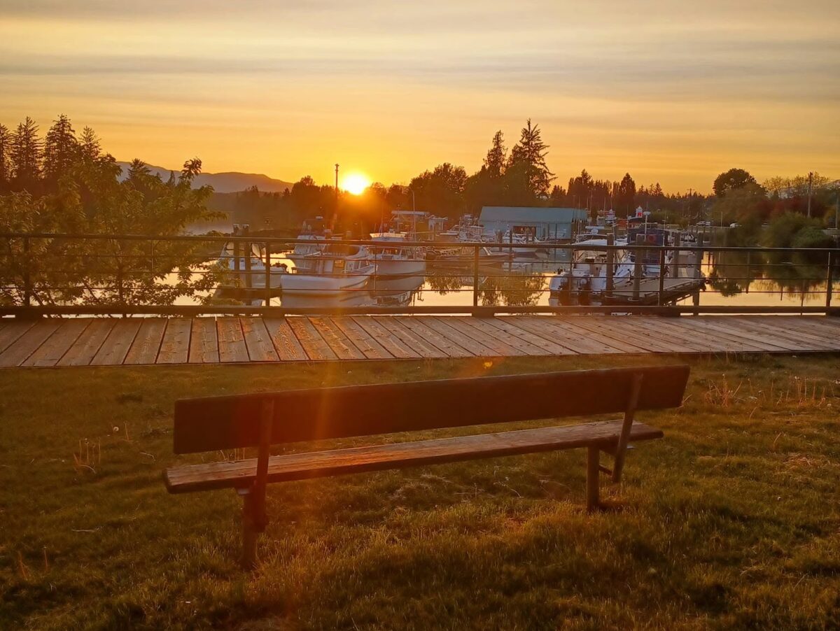 Sunset over the Alberni Inlet viewed from Victoria Quay in Port Alberni.