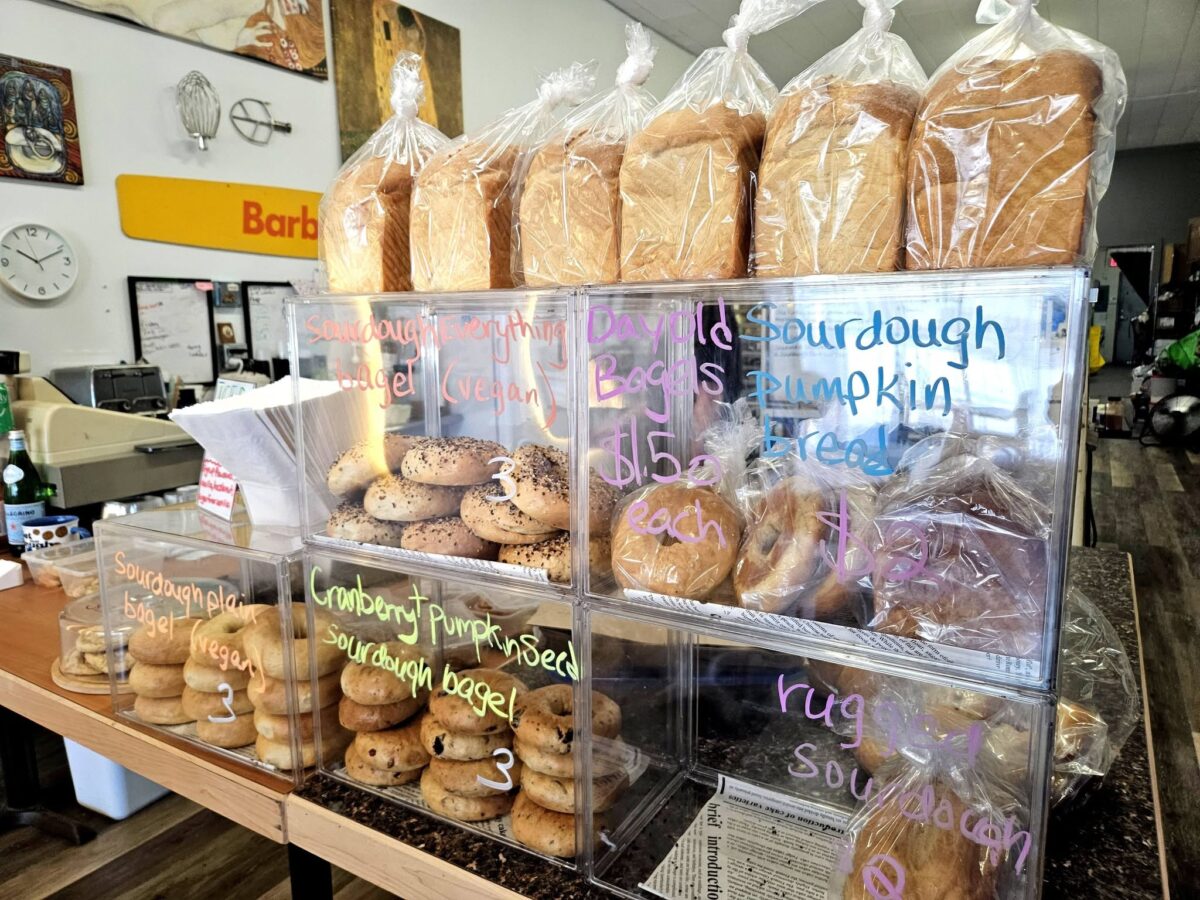 Fresh breads and bagels on display at DOUGH Baked Goods in Port Alberni
